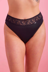 Sabrina Microfibre High Waist G String Black