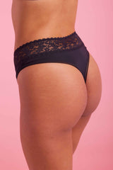 Sabrina Microfibre High Waist G String Black