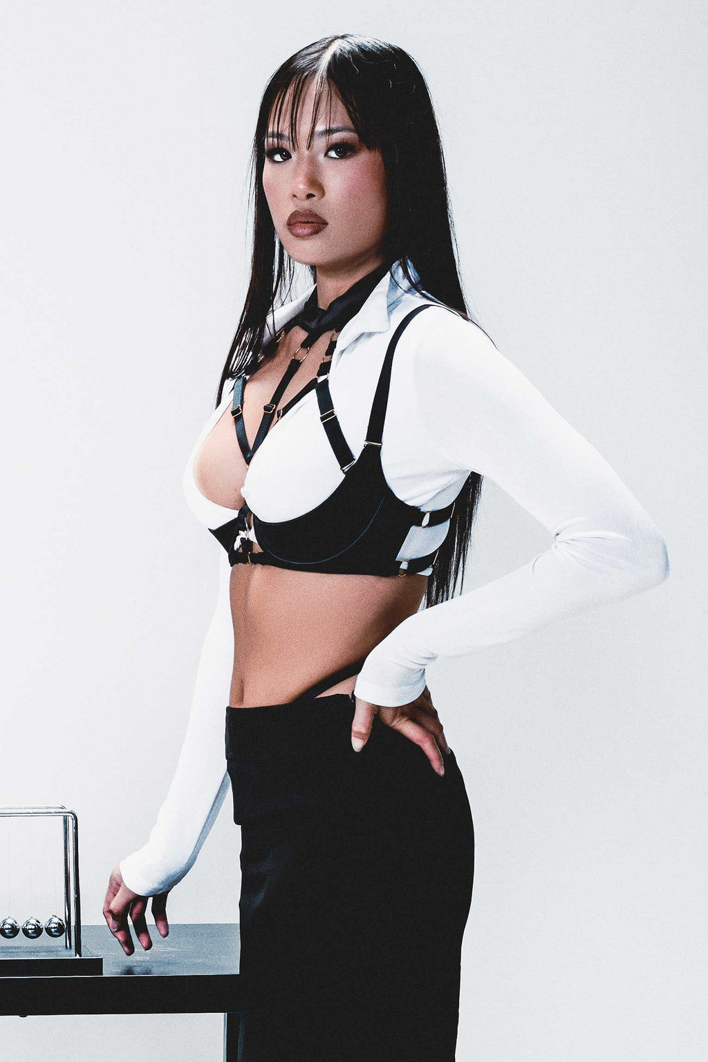 Addict Choker Bra Open Quarter Cup Black