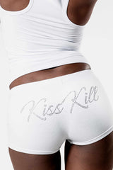 KissKill Diamante Shorts White