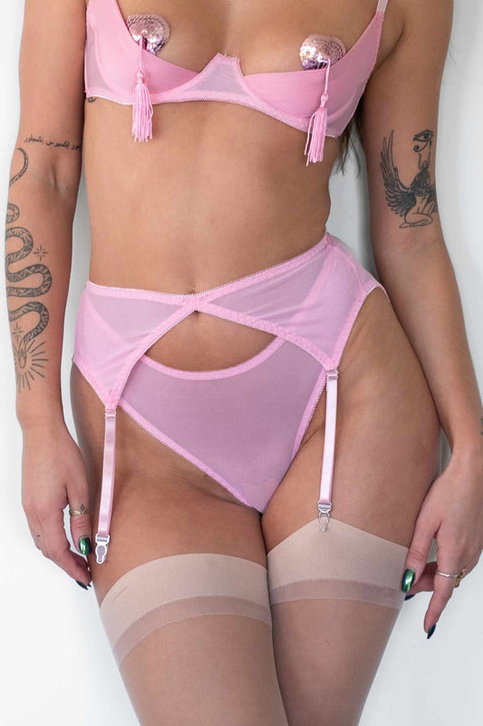 Kayla Garter Suspender Belt Pink 1531