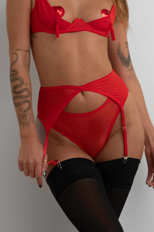 Kayla Garter Suspender Belt Red