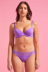 Lily Cotton & Lace Bikini Knicker Purple