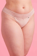 Lily Cotton & Lace G String Taupe