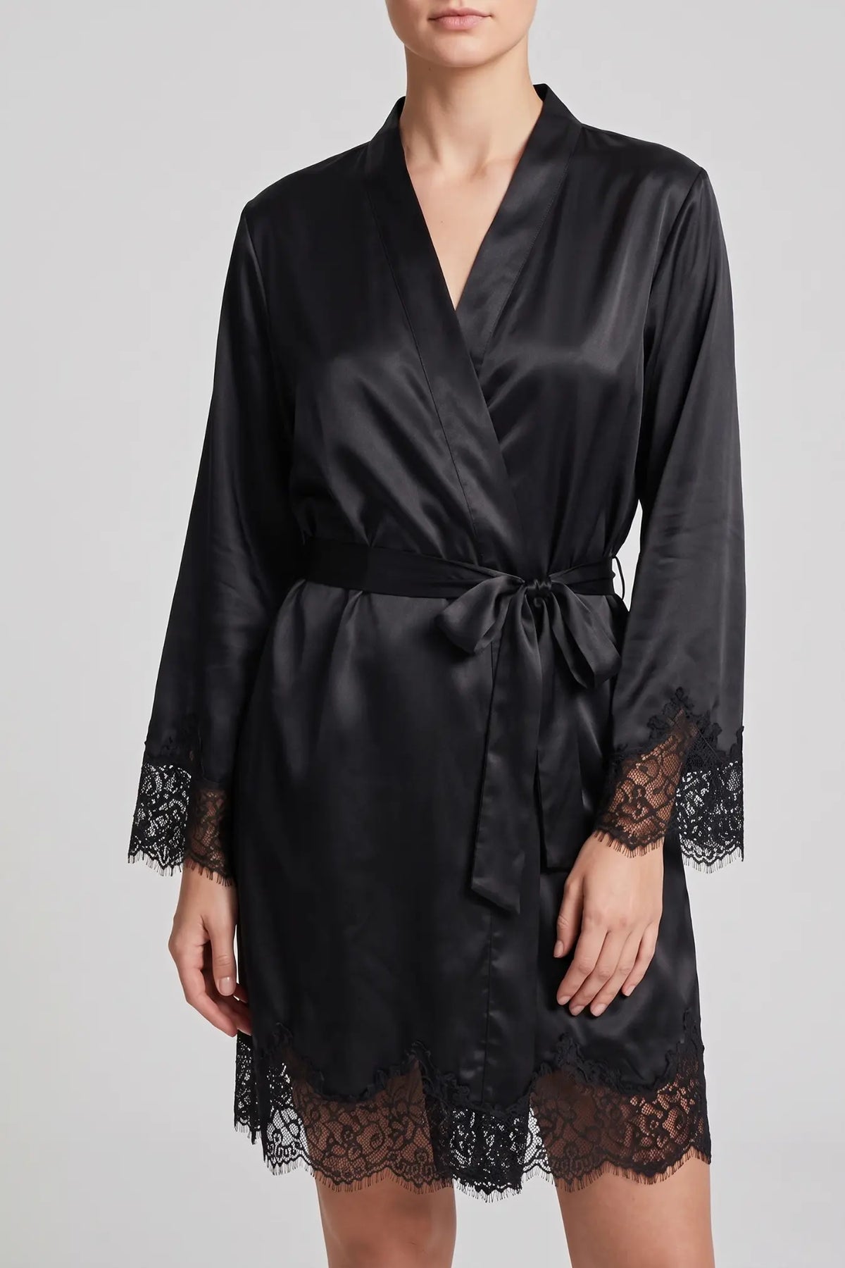 Silk Genevieve Robe Black | Archive Sample Main image