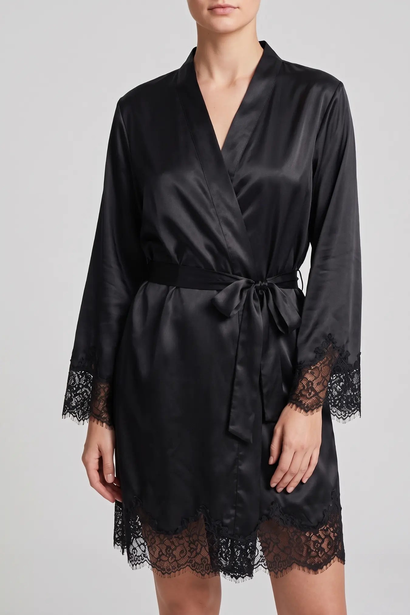 Silk Genevieve Robe Black | Archive Sample