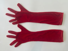 Gloves Elbow Length Velvet Red