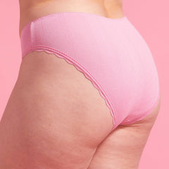 Charlotte Cotton Pointelle High Leg Bikini Pink