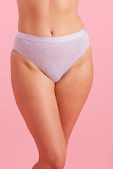 Lily Cotton High Leg Bikini Knicker Grey