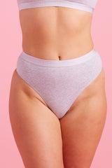 Lily Cotton High Waist G String Grey