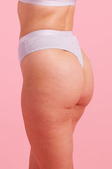 Lily Cotton High Waist G String Grey