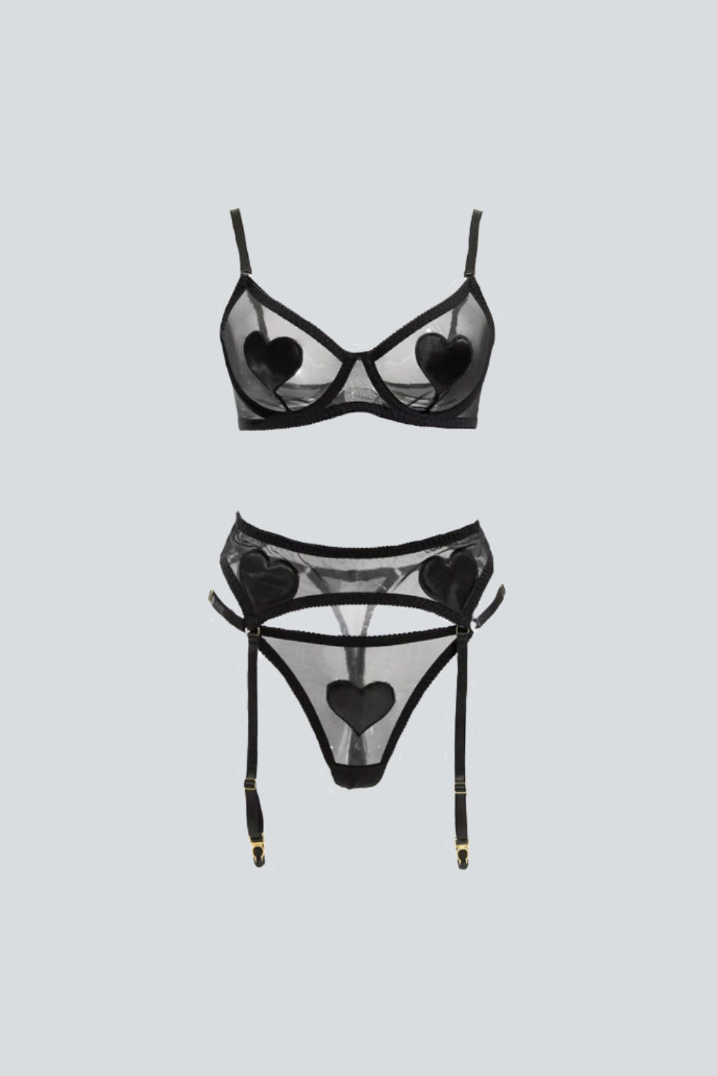 I Love Me Lingerie 3 Piece Set Black