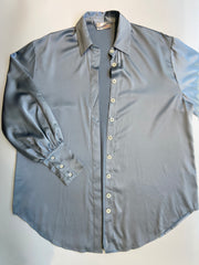 Pyjamas 100% Silk Shirt Dusty Blue