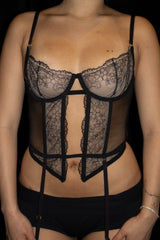 Black Lace Sheer Suspender Basque