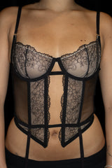 Black Lace Sheer Suspender Basque