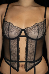 Black Lace Sheer Suspender Basque