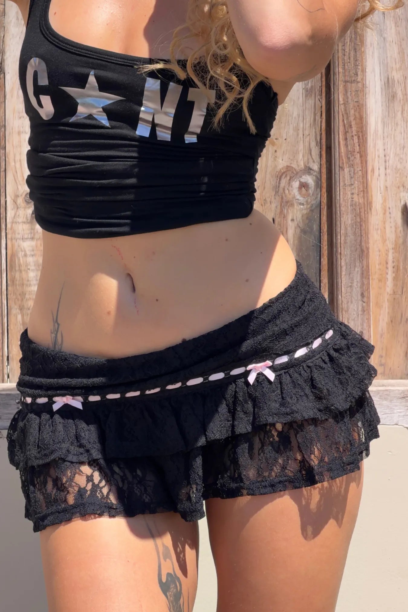 Jae Bunny Lace Skort Black