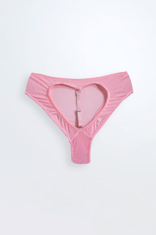 Kayla Open Knicker Cheeky Heart Pink