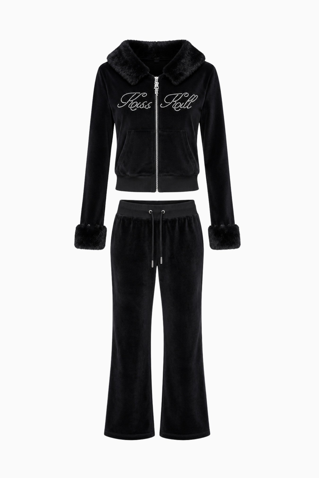 KissKill Rhinestone Fur Tracksuit Set Black – Size S | Archive Sample Main image