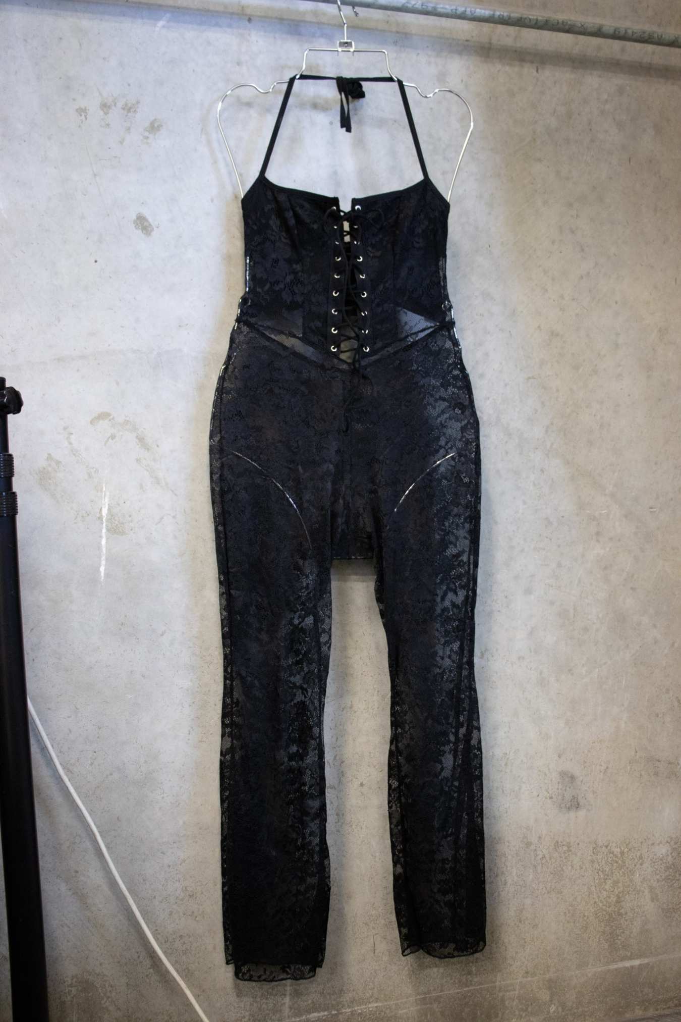 Lace-Up Corset Flare Jumpsuit Black – Size S | Archive Sample