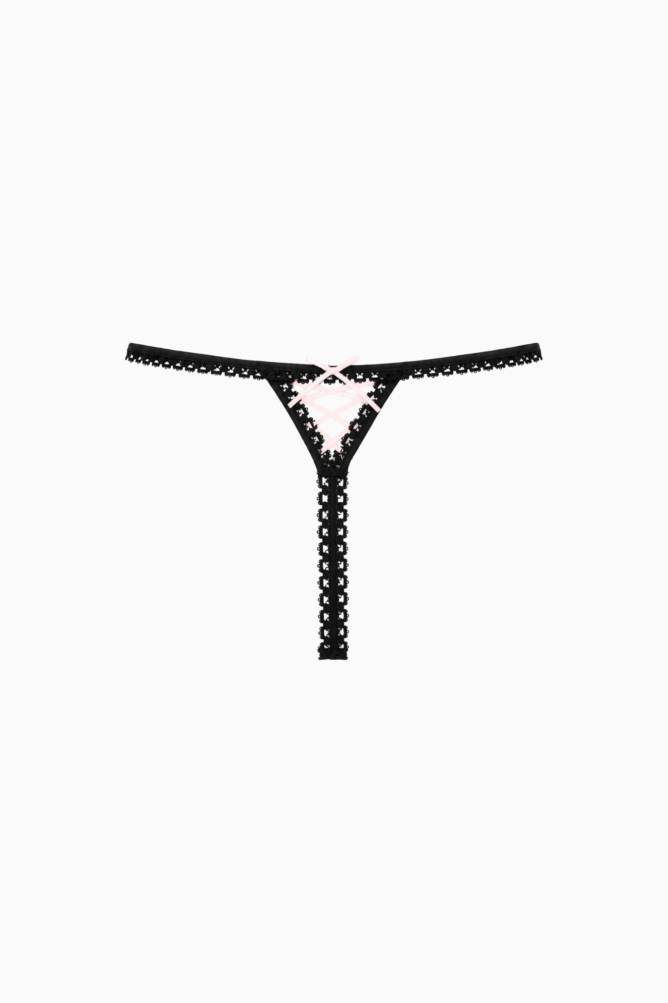 Lace-Up Open G-String Black & Pink – Size S | Archive Sample Main image