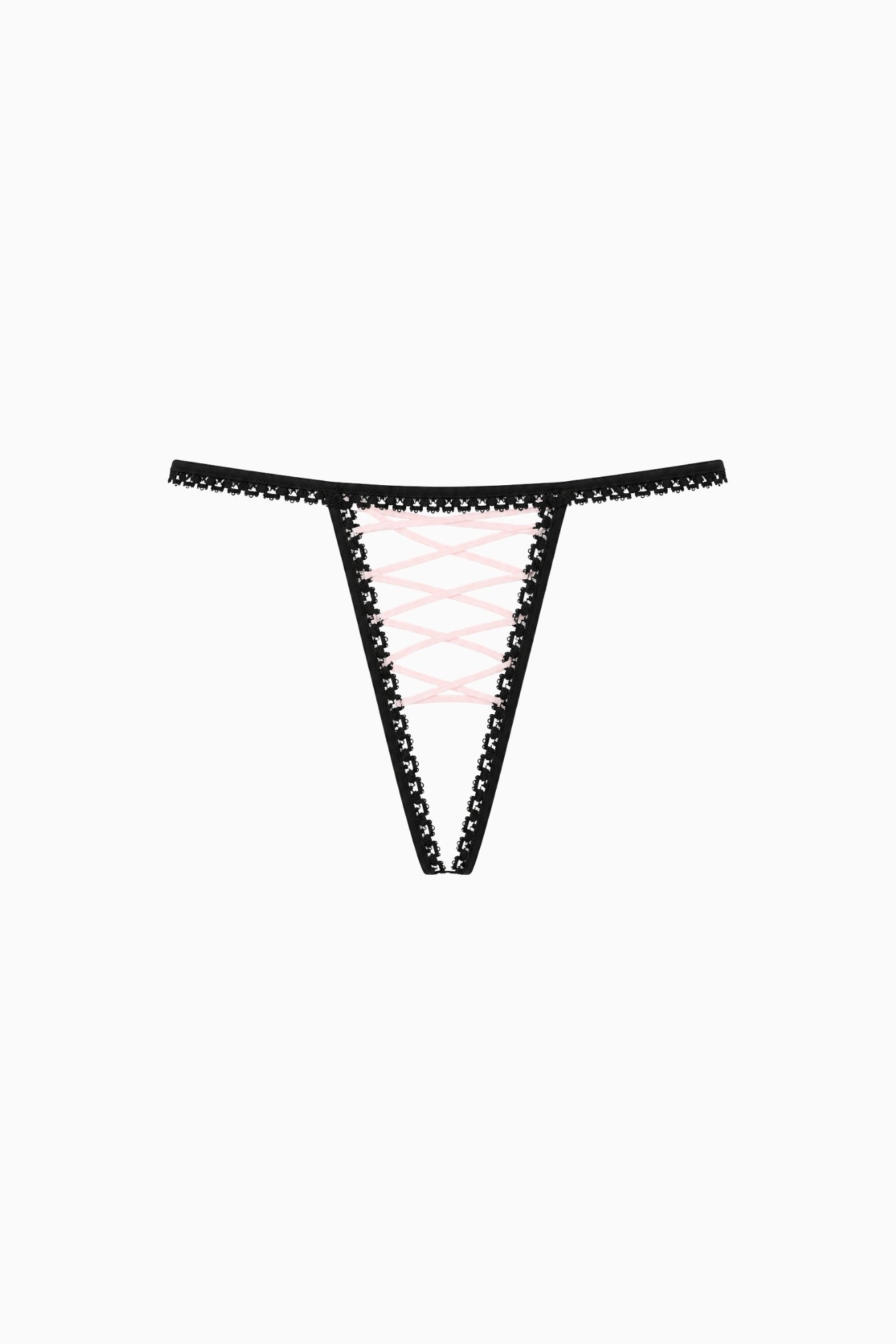 Lace-Up Open G-String Black & Pink – Size S | Archive Sample Main image