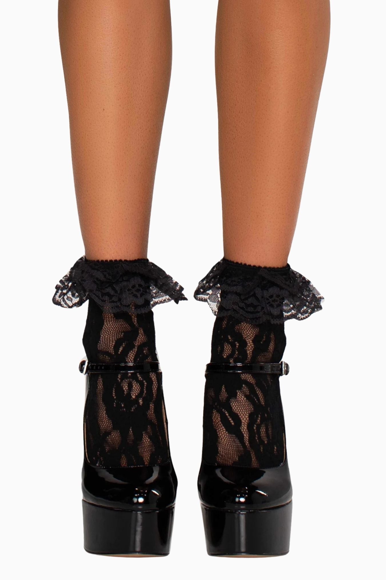 Liora Lace Ruffle Ankle Socks Black – One Size | Archive Sample
