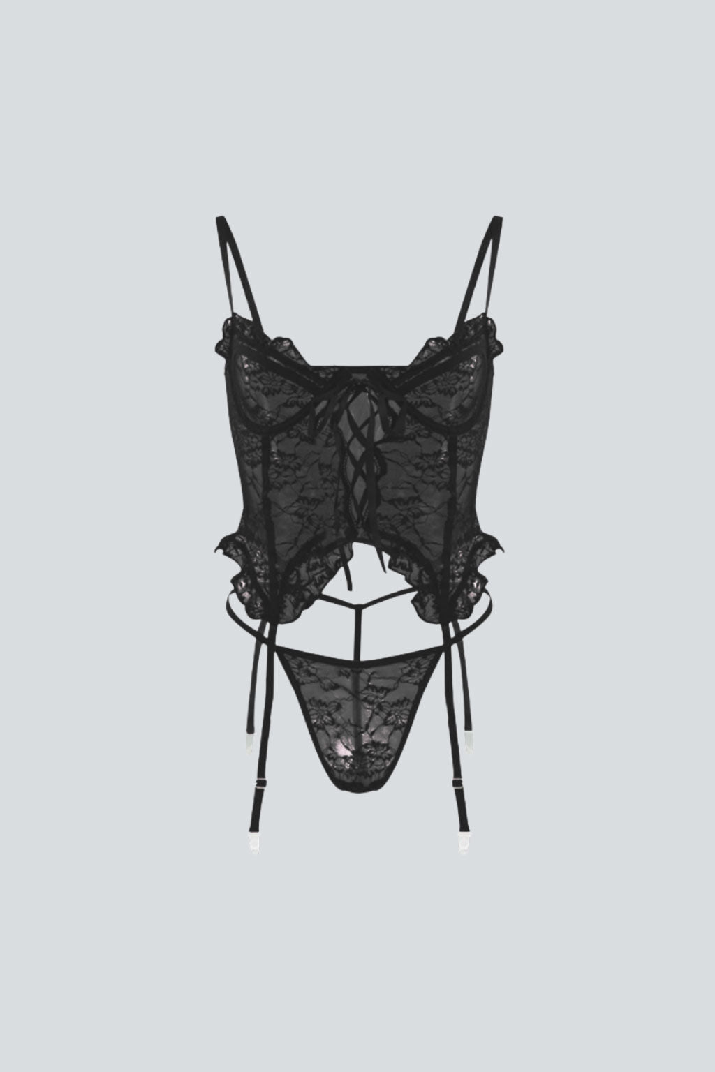 Marisol Lace Bustier Set Black
