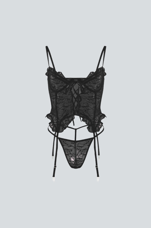 Marisol Lace Bustier Set Black