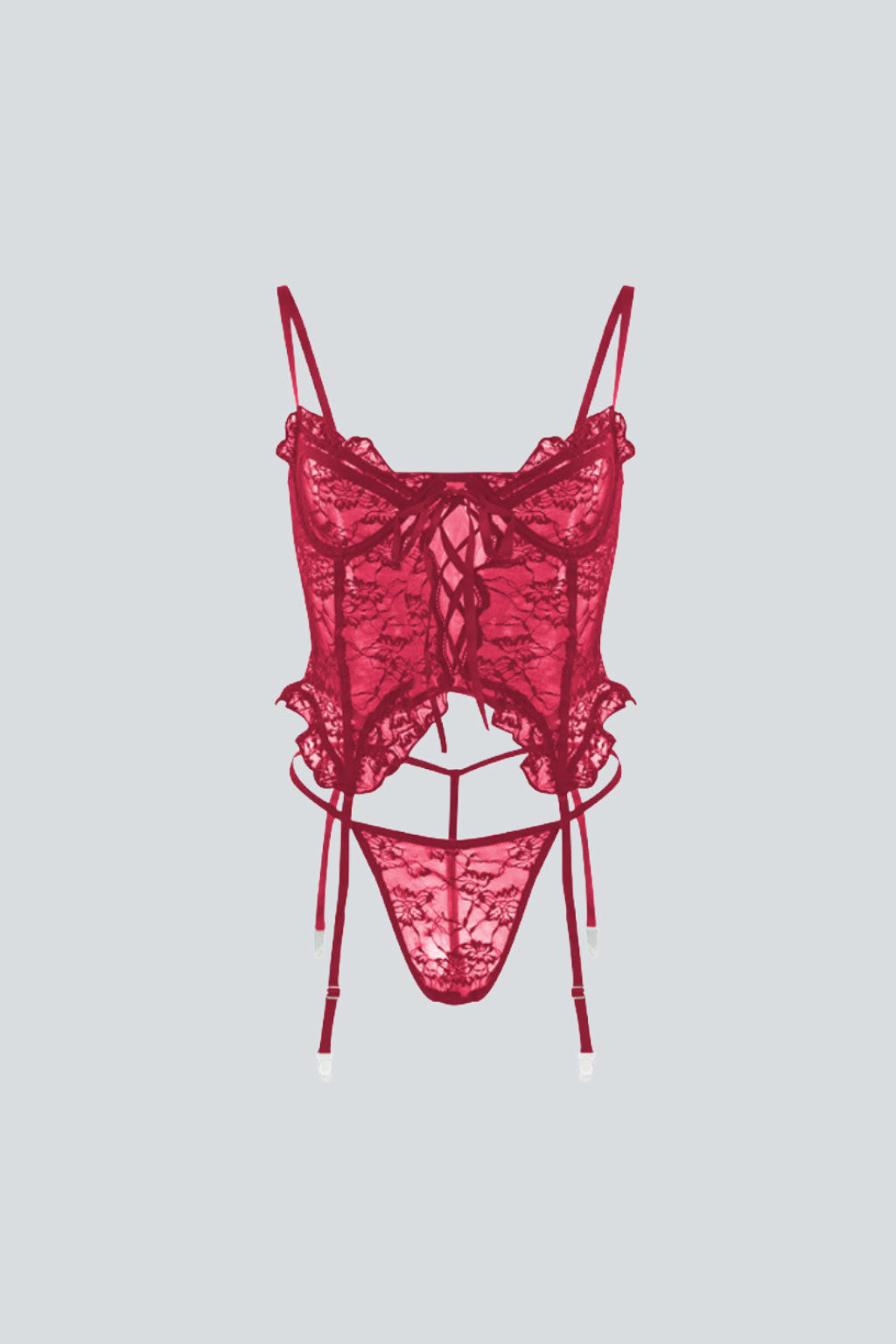 Marisol Lace Bustier Set Red Secondary image