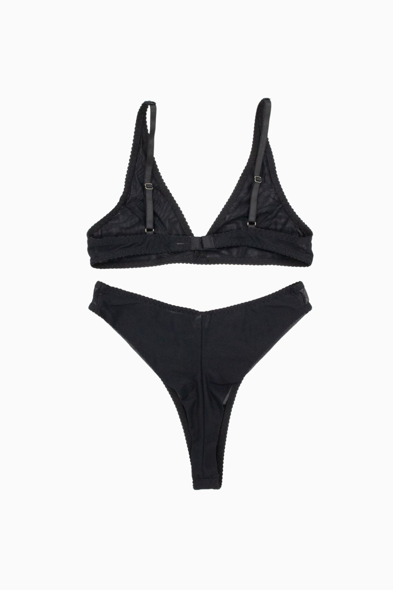 Mesh Triangle Bralette & High-Cut G-String Set Black – Size S | Archive Sample