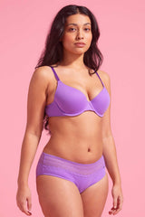 Lily Cotton & Lace Boyleg Knicker Purple