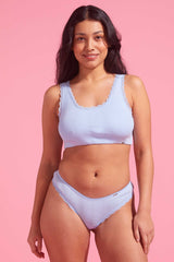 Charlotte Cotton Pointelle G-string Blue