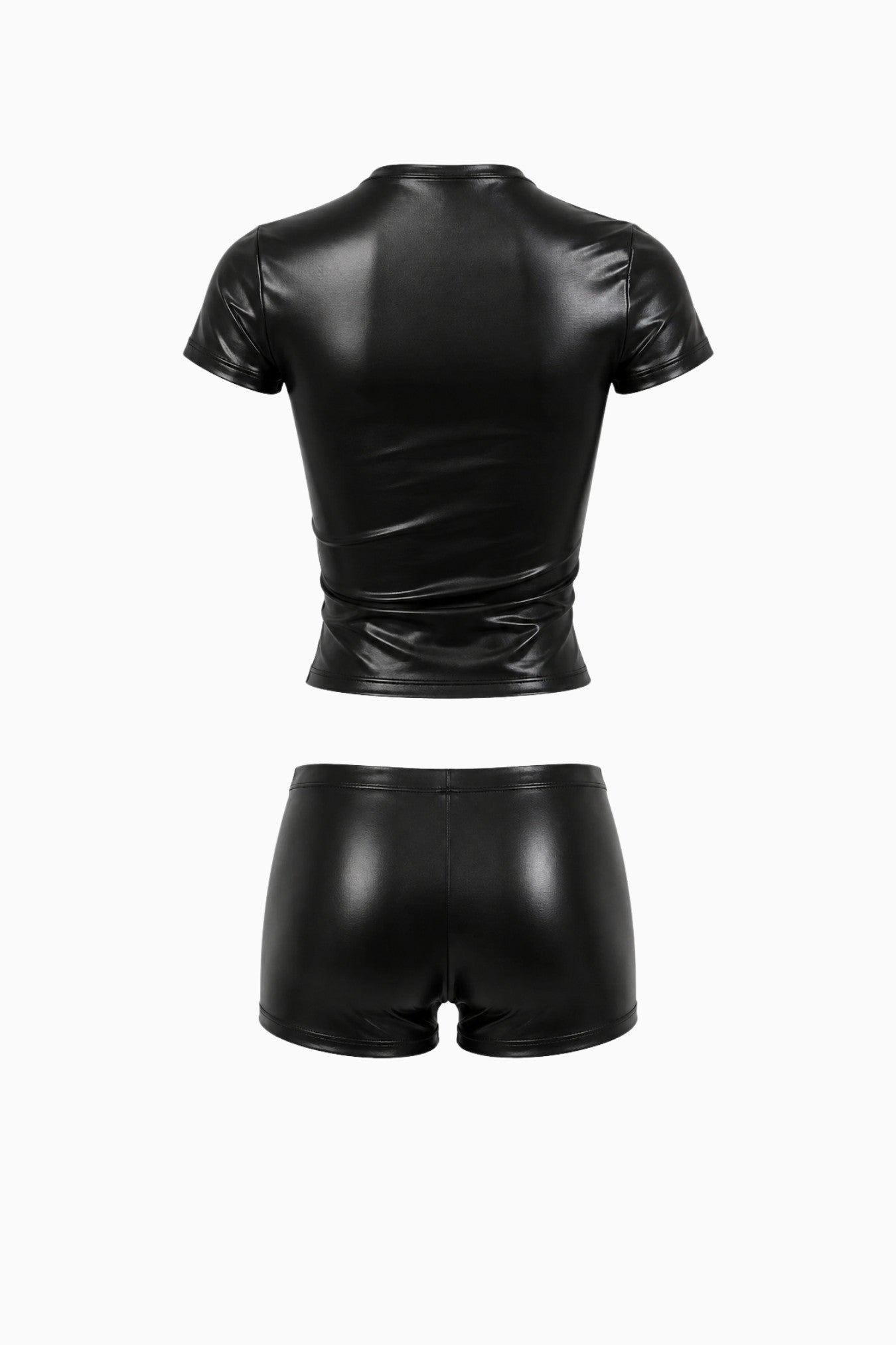 Onyx PU Leather Tee & Shorts – Size XXS/XS | Archive Sample