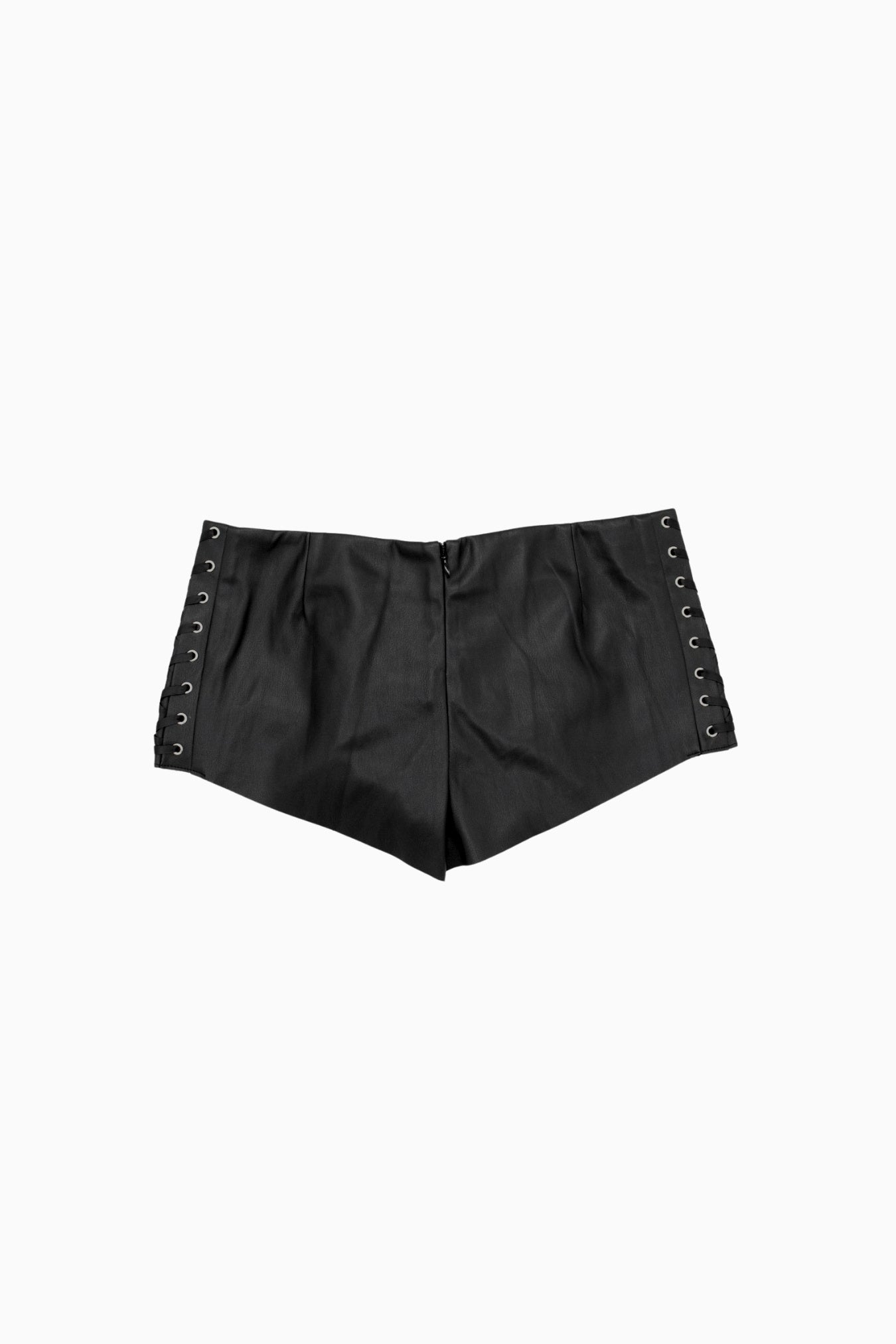 PU Leather Lace-Up Shorts Black – Size M | Archive Sample