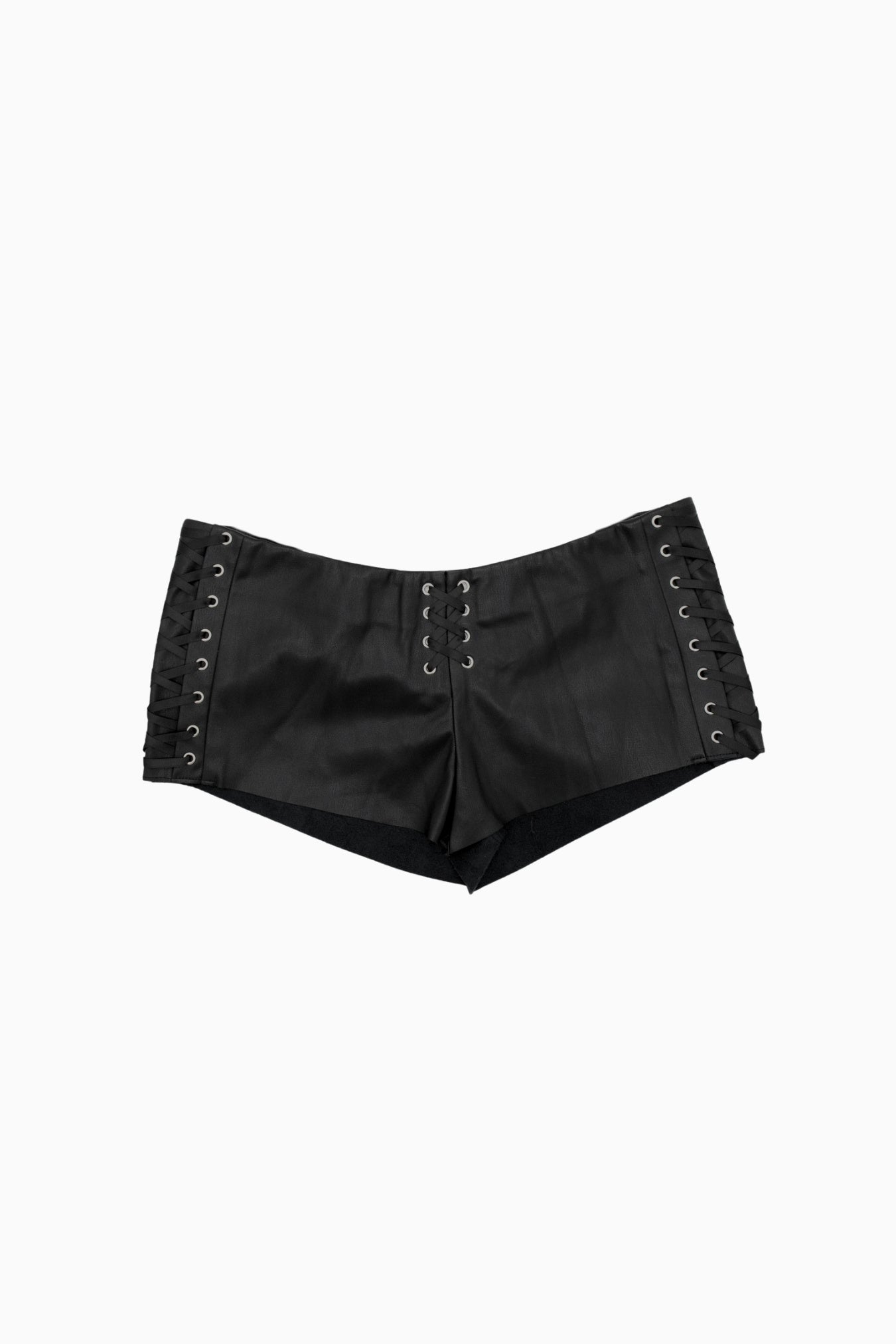 PU Leather Lace-Up Shorts Black – Size M | Archive Sample Main image