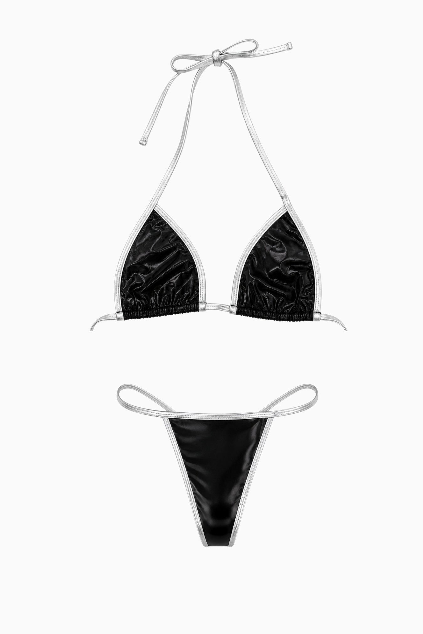 Pia Metallic Micro Bikini Set Black & Silver – Size XS/S | Archive Sample