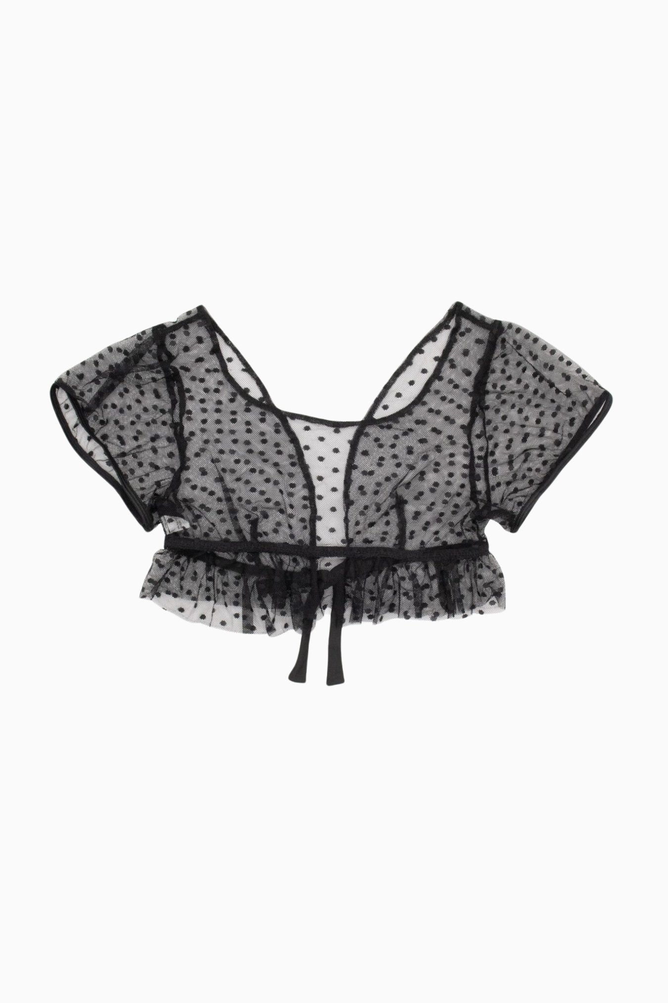 Polka Dot Mesh Tie Crop Top Black – Size S | Archive Sample