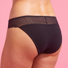 Lily Cotton & Lace Bikini Knicker Black