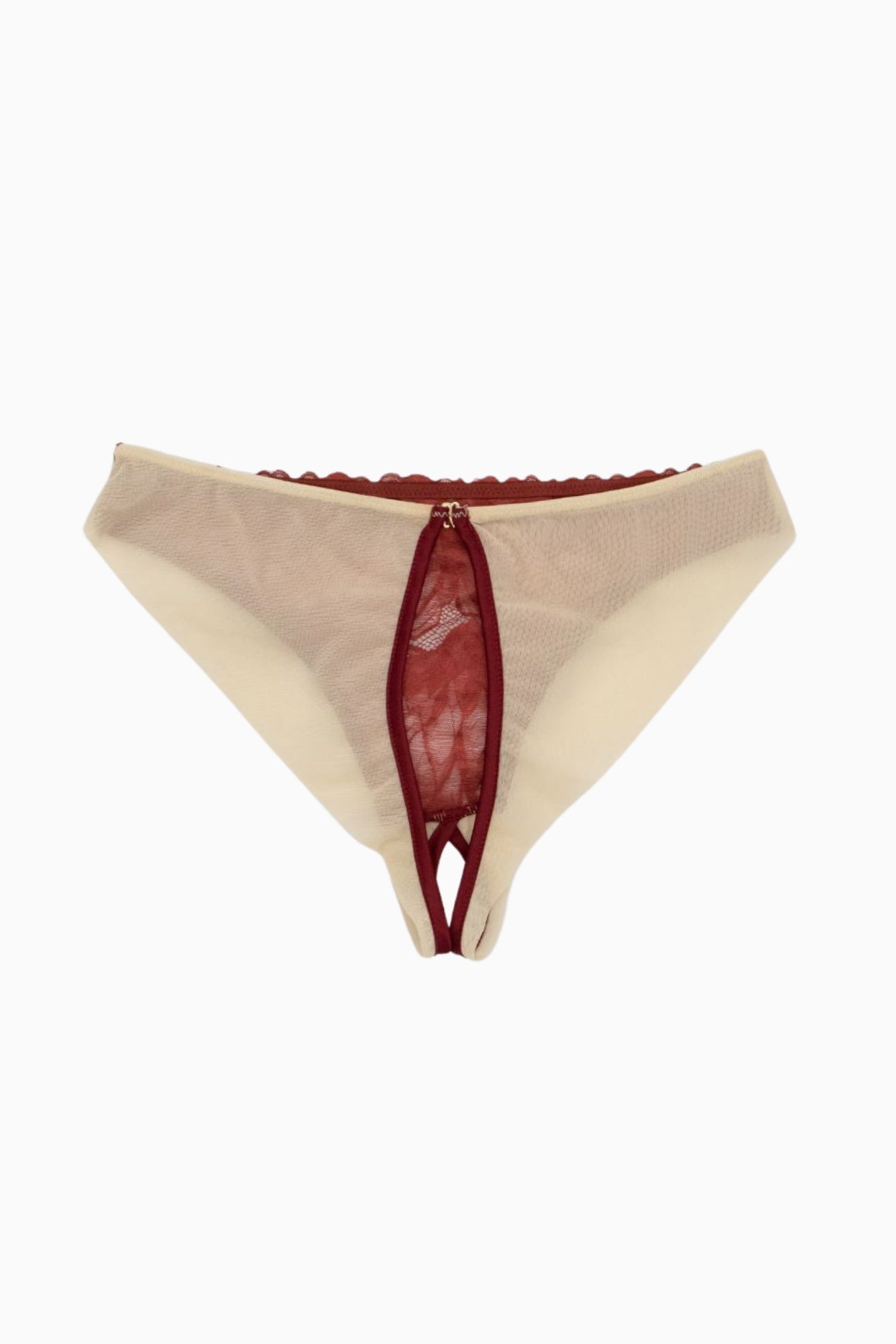 Red Lace Crotchless Brief - Size S | Archive Sample Secondary image
