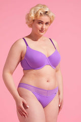 Lily Cotton & Lace Bikini Knicker Purple