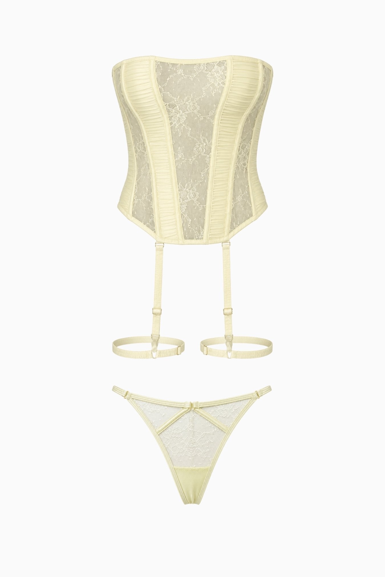Lemon Lace Corset & G-String - Size S | Archive Sample