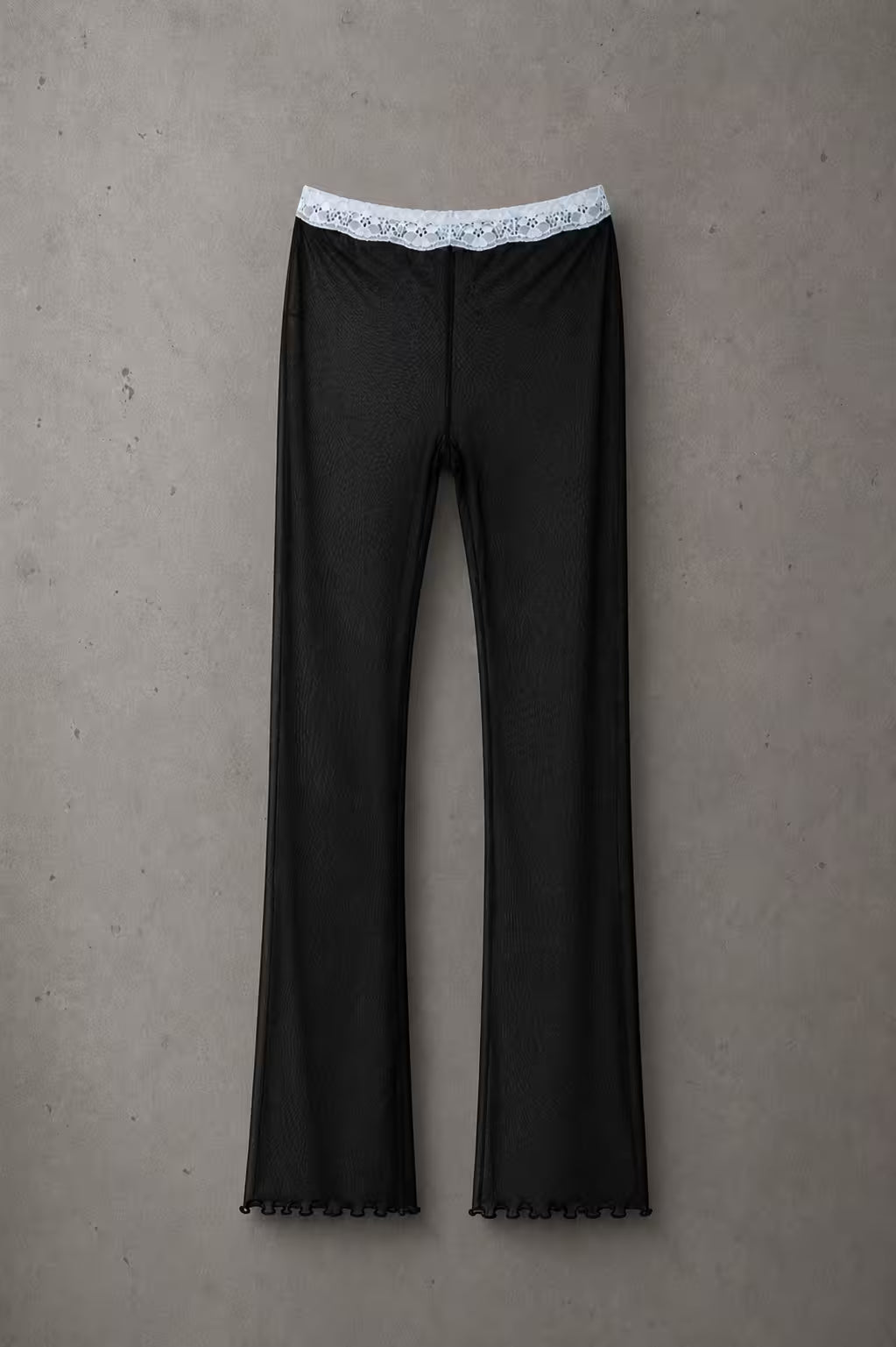 Sheer Mesh Lace Waist Pant Black  – Size S | Archive Sample
