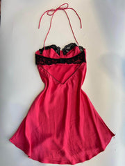 Slip Dress 100% Silk Bra Underwire Halter Pink