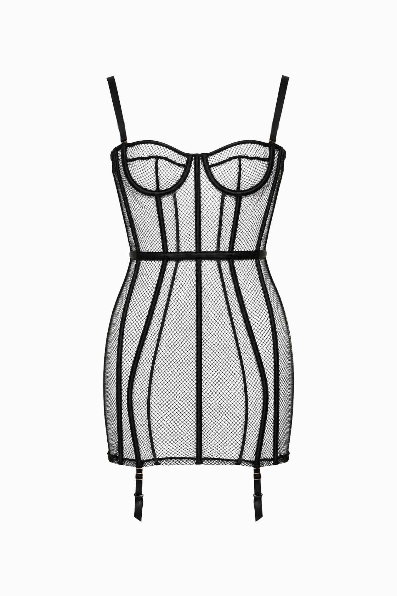 Tatiana Fishnet Bustier Dress Black – Size XXS | Archive Sample Main image