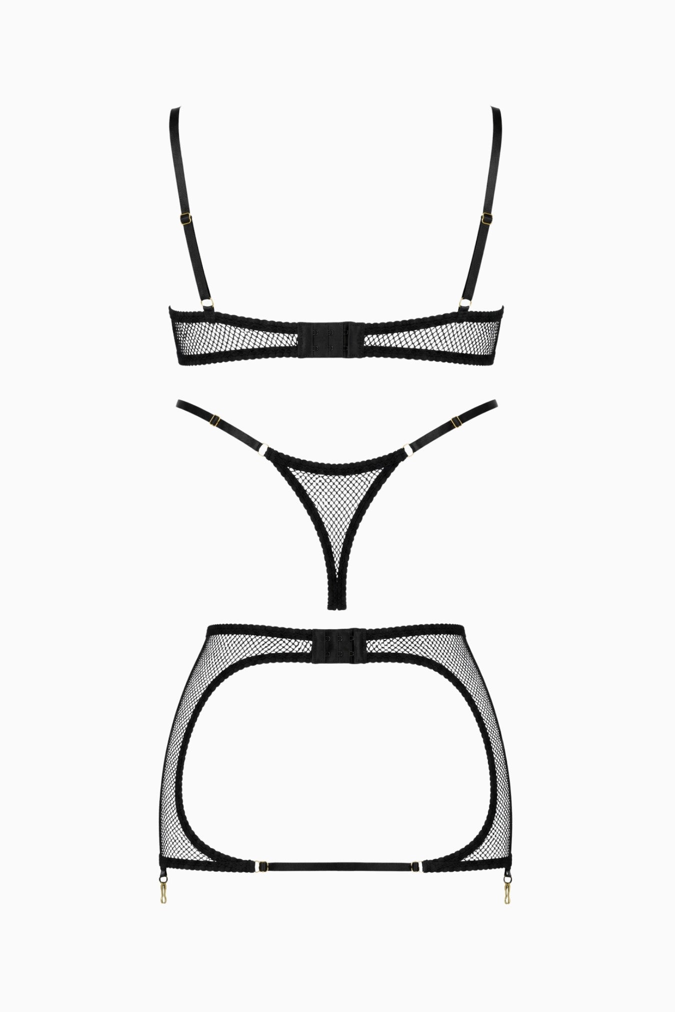 Tatiana Fishnet 3 Piece Set Black – Size S | Archive Sample