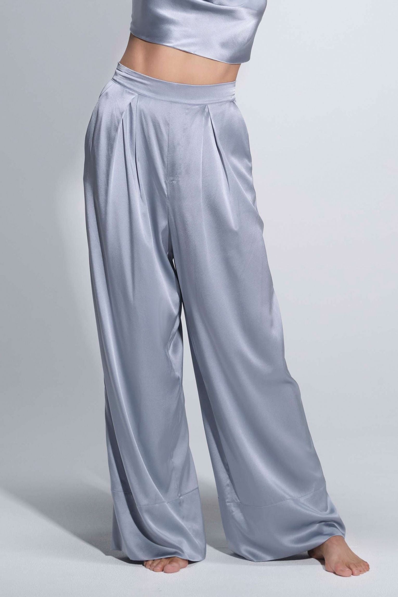 Twyla Silk Pyjama Set Blue - Size S | Archive Sample