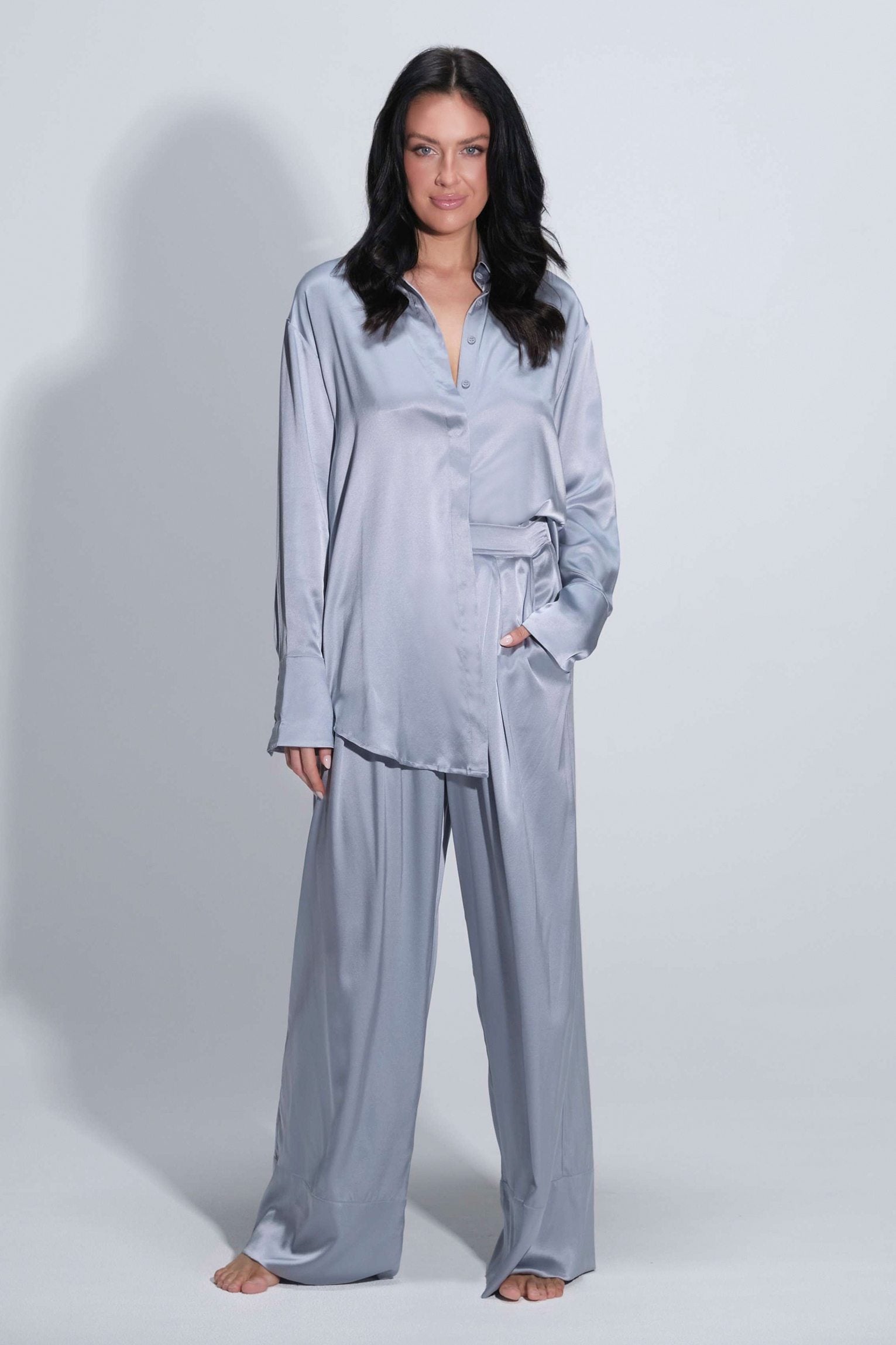Twyla Silk Pyjama Set Blue - Size S | Archive Sample Main image