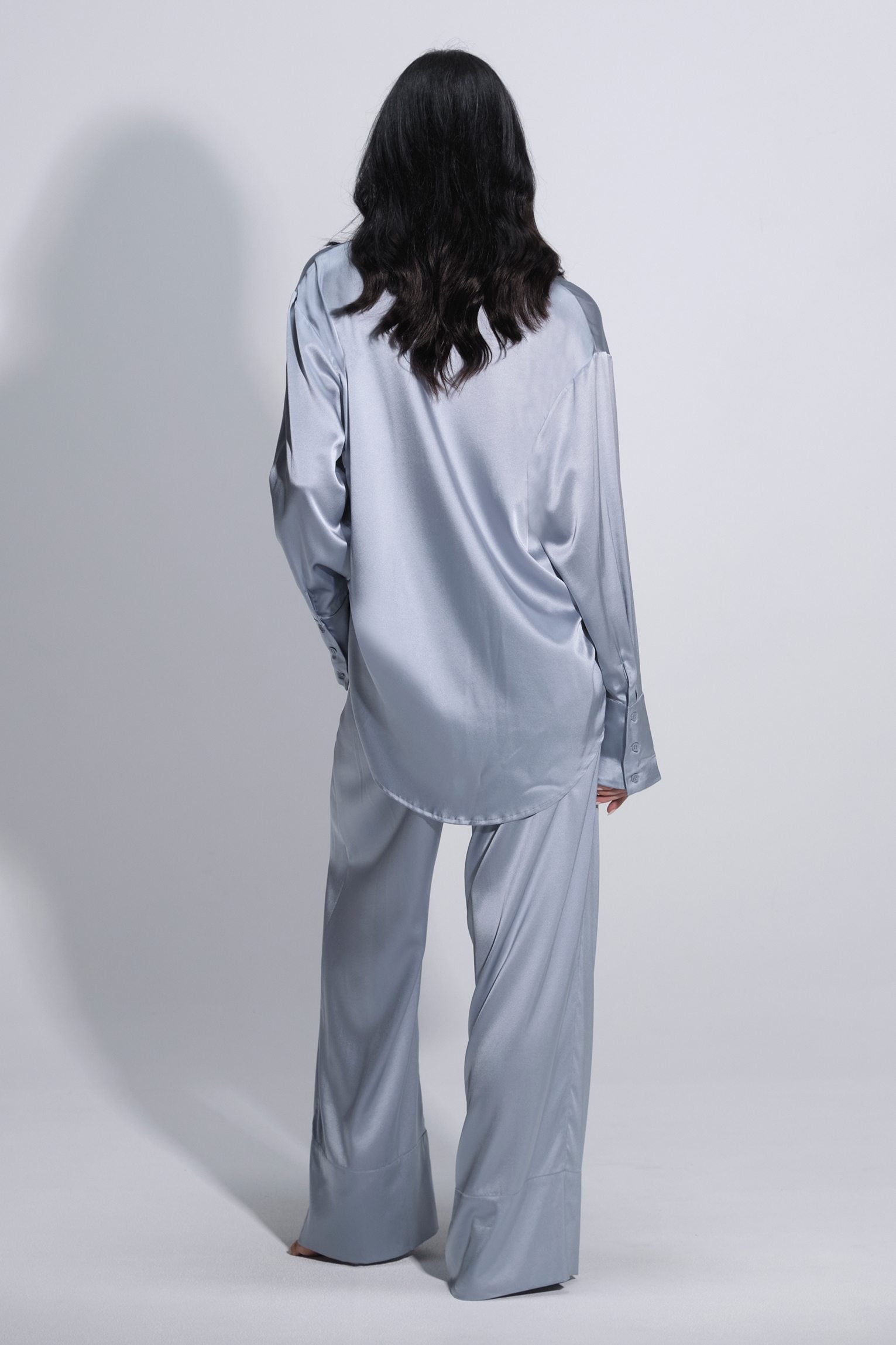 Twyla Silk Pyjama Set Blue - Size S | Archive Sample Secondary image