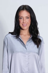 Twyla Silk Pyjama Shirt Powder Blue
